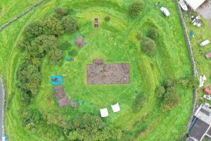 Rathgurreen ringfort from the aire, during excavation.