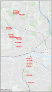 plan showing locations of monitored sites