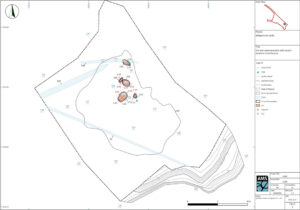 Scaled drawing showing archaeological features in plan
