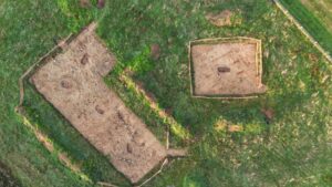 Aerial view. Post excavation of Curraghbridge 1-3