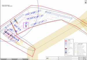 SIte plan with testing results overlaying geophysical investigations